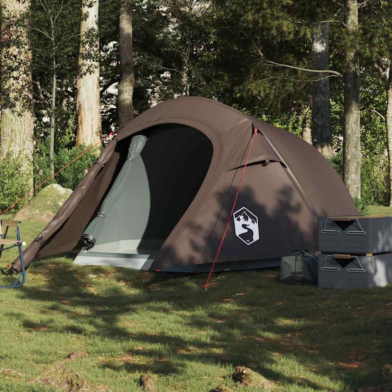 Sport si Outdoor - Camping - Corturi camping - Cort de camping tunel pentru 2 persoane, maro, impermeabil - Infinity.ro