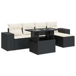 Casa si Gradina - Gradina si terasa - Mobilier exterior - Seturi mobila gradina - Set mobilier de gradina cu perne, 6 piese, negru, poliratan - Infinity.ro
