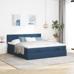 Casa si Gradina - Mobilier - Paturi si accesorii - Paturi - Cadru de pat otoman cu saltele, tesatura albastra 180x200cm - Infinity.ro