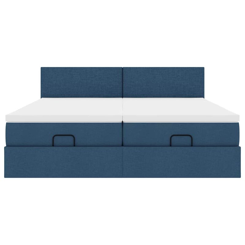 Casa si Gradina - Mobilier - Paturi si accesorii - Paturi - Cadru de pat otoman cu saltele, tesatura albastra 180x200cm - Infinity.ro