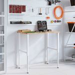 Casa si Gradina - Constructii - Scule de mana si unelte - Mese si bancuri de lucru - Banc lucru 100x60x(71,5-98) cm lemn masiv stejar, alb și natural - Infinity.ro