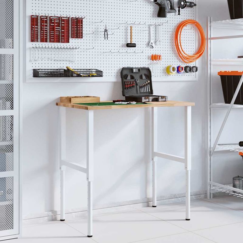 Casa si Gradina - Constructii - Scule de mana si unelte - Mese si bancuri de lucru - Banc lucru 100x60x(71,5-98) cm lemn masiv stejar, alb și natural - Infinity.ro