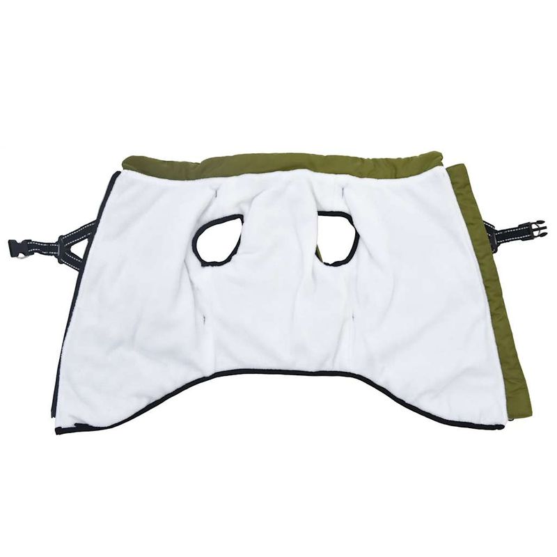 Petshop - Articole imbracaminte - Haine animale - Haina caini cu ham impermeabila reflectorizanta verde kaki, 6XL - Infinity.ro