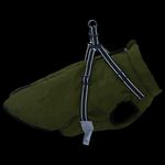 Petshop - Articole imbracaminte - Haine animale - Haina caini cu ham impermeabila reflectorizanta verde kaki, 6XL - Infinity.ro