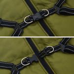 Petshop - Articole imbracaminte - Haine animale - Haina caini cu ham impermeabila reflectorizanta verde kaki, 6XL - Infinity.ro