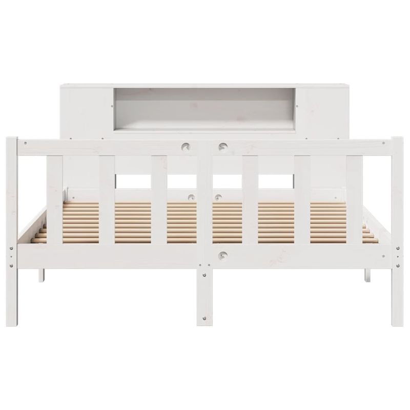 Casa si Gradina - Mobilier - Paturi si accesorii - Paturi - Pat cu biblioteca fara saltea, alb, 150x200 cm, lemn masiv pin - Infinity.ro