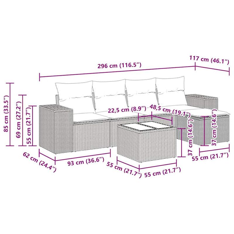 Casa si Gradina - Gradina si terasa - Mobilier exterior - Seturi mobila gradina - Set canapele de gradina cu perne, 6 piese gri deschis poliratan - Infinity.ro