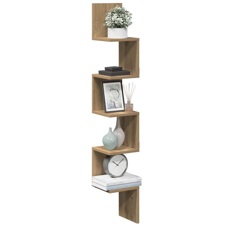 Casa si Gradina - Mobilier - Biblioteci si rafturi - Rafturi - Raft perete colt stejar artizanal 20x20x127,5 cm lemn prelucrat - Infinity.ro