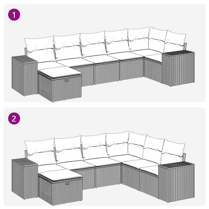 Casa si Gradina - Gradina si terasa - Mobilier exterior - Seturi mobila gradina - Set canapele de gradina cu perne, 7 piese, negru, poliratan - Infinity.ro