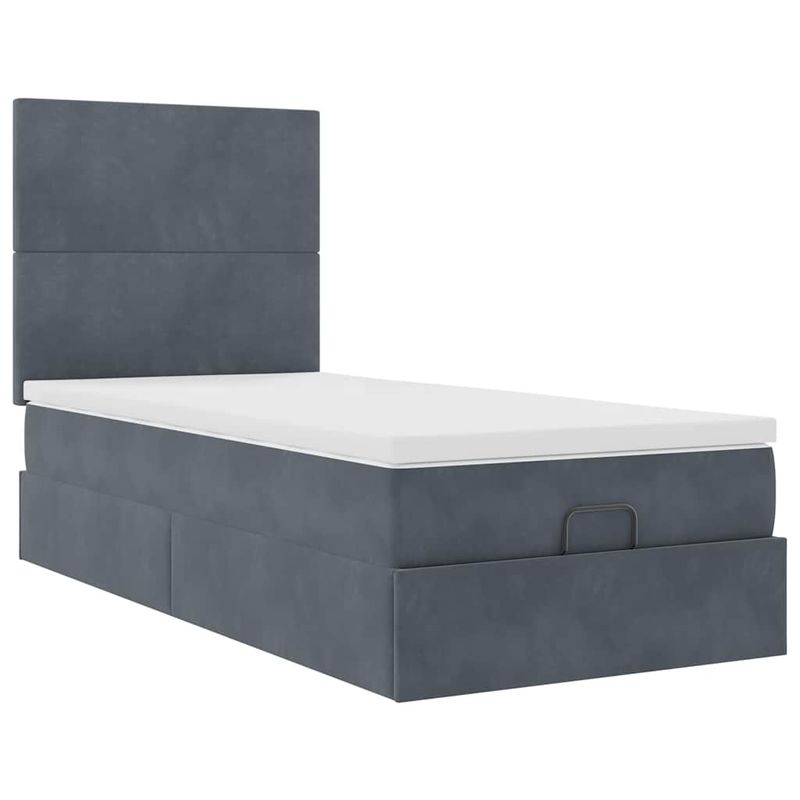 Casa si Gradina - Mobilier - Paturi si accesorii - Paturi - Cadru de pat otoman cu saltele Gri inchis 90x200cm catifea - Infinity.ro