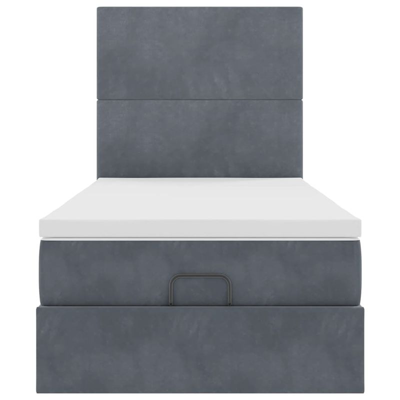 Casa si Gradina - Mobilier - Paturi si accesorii - Paturi - Cadru de pat otoman cu saltele Gri inchis 90x200cm catifea - Infinity.ro