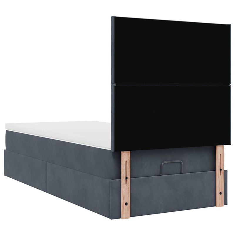 Casa si Gradina - Mobilier - Paturi si accesorii - Paturi - Cadru de pat otoman cu saltele Gri inchis 90x200cm catifea - Infinity.ro