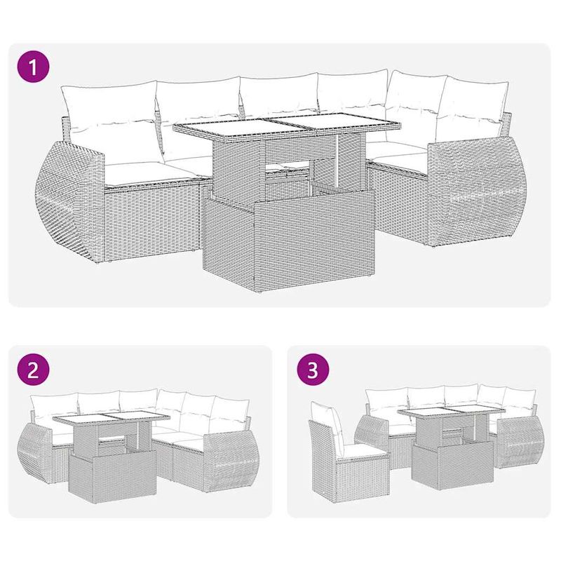 Casa si Gradina - Gradina si terasa - Mobilier exterior - Seturi mobila gradina - Set canapele de gradina cu perne, 6 piese, bej, poliratan - Infinity.ro