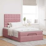 Casa si Gradina - Mobilier - Paturi si accesorii - Paturi - Cadru de pat otoman cu saltea, catifea roz 120x200cm - Infinity.ro