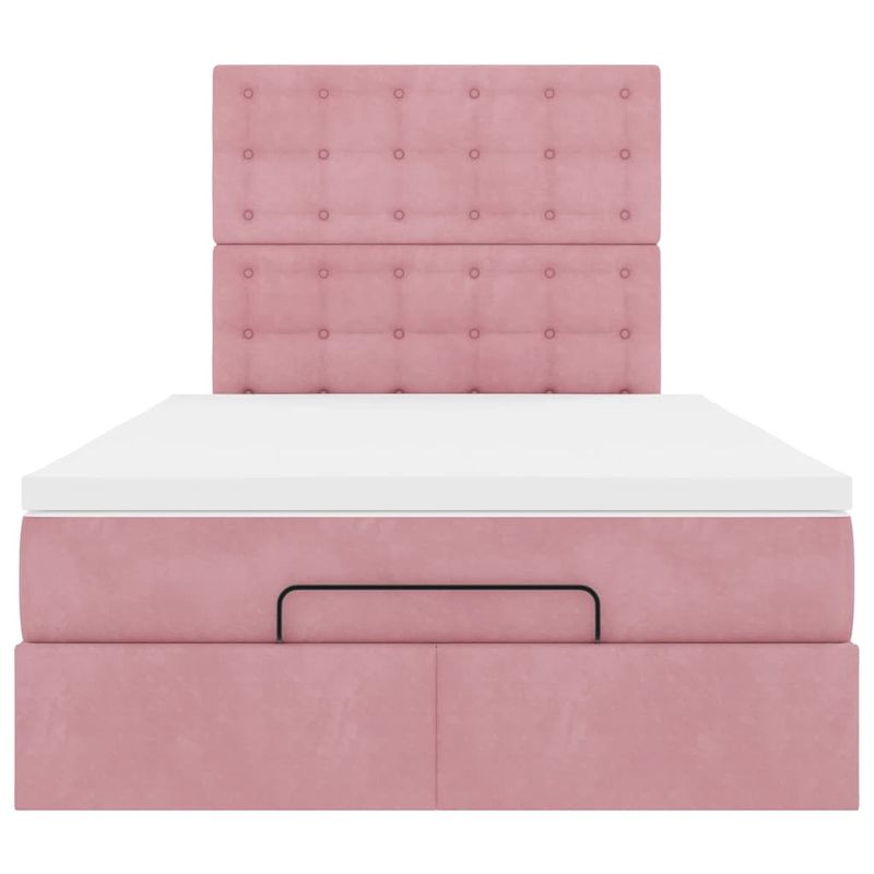Casa si Gradina - Mobilier - Paturi si accesorii - Paturi - Cadru de pat otoman cu saltea, catifea roz 120x200cm - Infinity.ro
