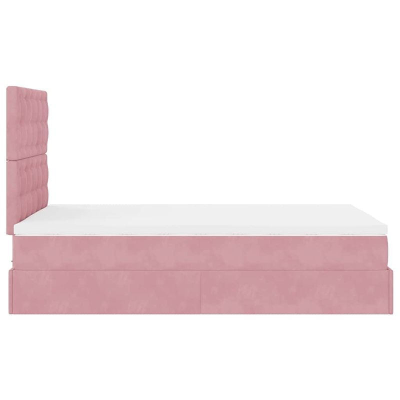 Casa si Gradina - Mobilier - Paturi si accesorii - Paturi - Cadru de pat otoman cu saltea, catifea roz 120x200cm - Infinity.ro