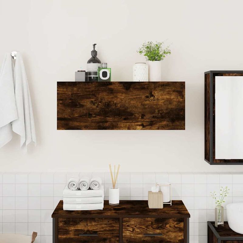 Casa si Gradina - Mobilier - Mobilier baie - Corpuri baie - Dulap perete baie, stejar fumuriu, 80x25x30 cm, lemn prelucrat - Infinity.ro