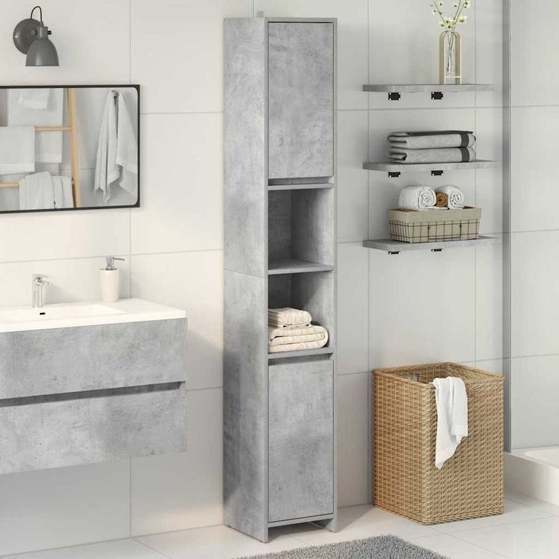 Casa si Gradina - Mobilier - Mobilier baie - Comode baie - Dulap de baie, gri beton, 30x30x183,5 cm, PAL - Infinity.ro