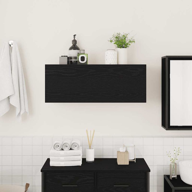 Casa si Gradina - Mobilier - Mobilier baie - Corpuri baie - Dulap de perete de baie, negru, 80x25x30 cm, lemn prelucrat - Infinity.ro