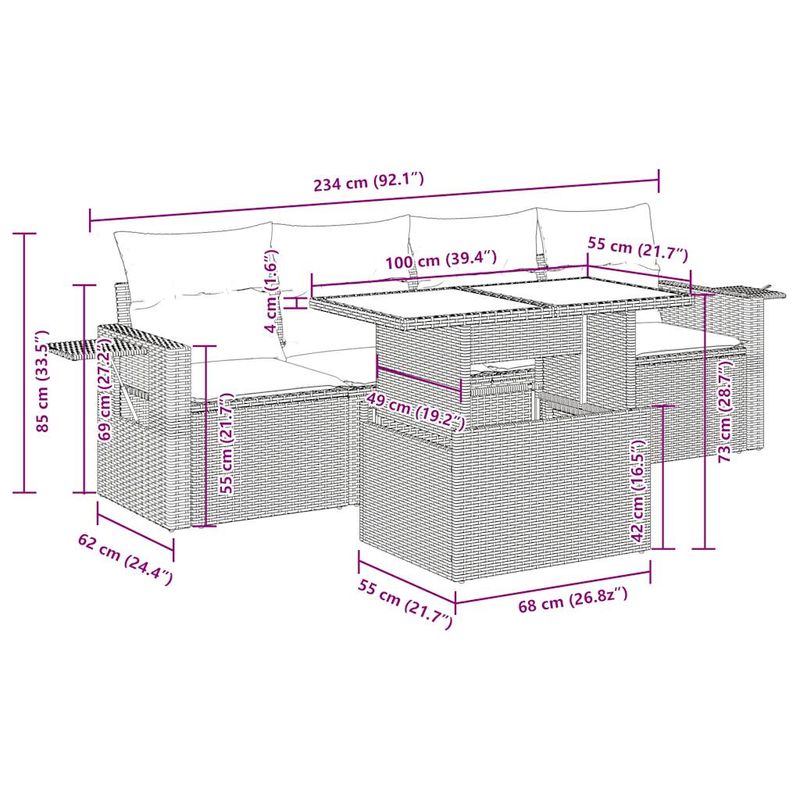 Casa si Gradina - Gradina si terasa - Mobilier exterior - Seturi mobila gradina - Set canapele de gradina cu perne, 5 piese, maro, poliratan - Infinity.ro