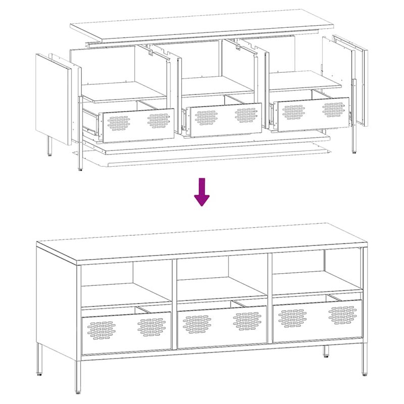 Casa si Gradina - Mobilier - Comode si corpuri - Comode - Dulap TV, roz, 101,5x39x43,5 cm, otel laminat la rece - Infinity.ro