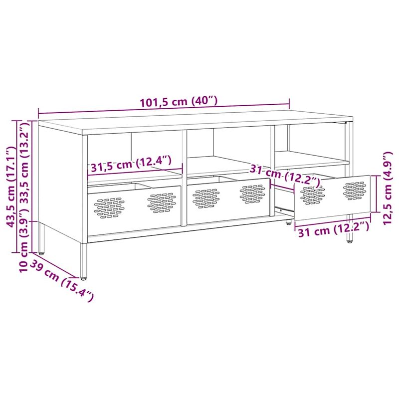 Casa si Gradina - Mobilier - Comode si corpuri - Comode - Dulap TV, roz, 101,5x39x43,5 cm, otel laminat la rece - Infinity.ro