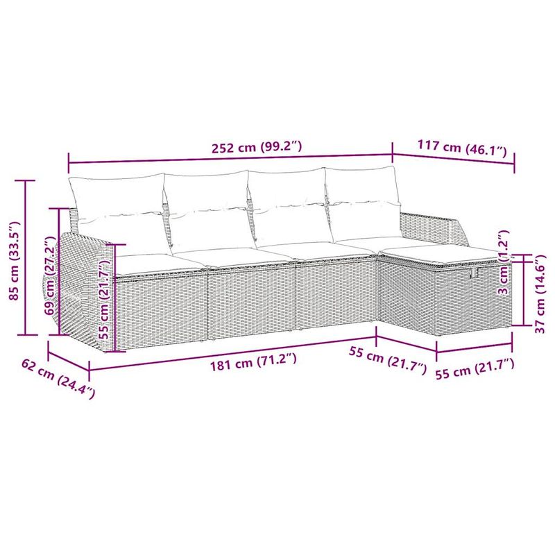 Casa si Gradina - Gradina si terasa - Mobilier exterior - Seturi mobila gradina - Set canapele de gradina cu perne, 5 piese gri deschis poliratan - Infinity.ro