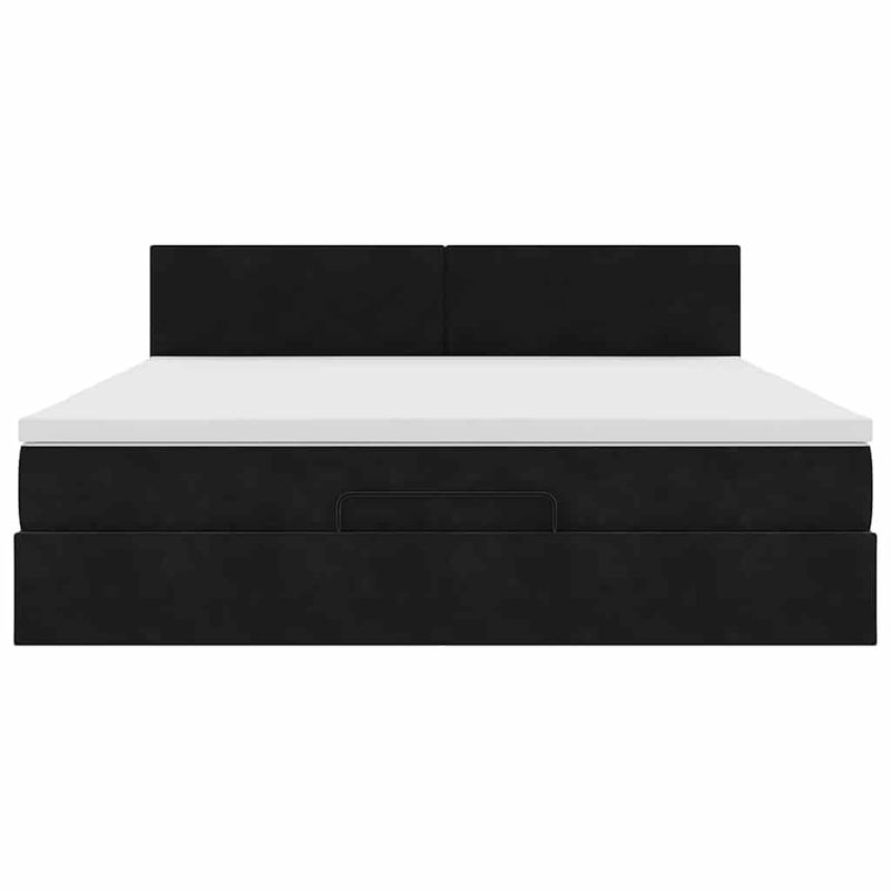 Casa si Gradina - Mobilier - Paturi si accesorii - Paturi - Cadru de pat otoman cu saltea, catifea neagra 180x200cm - Infinity.ro