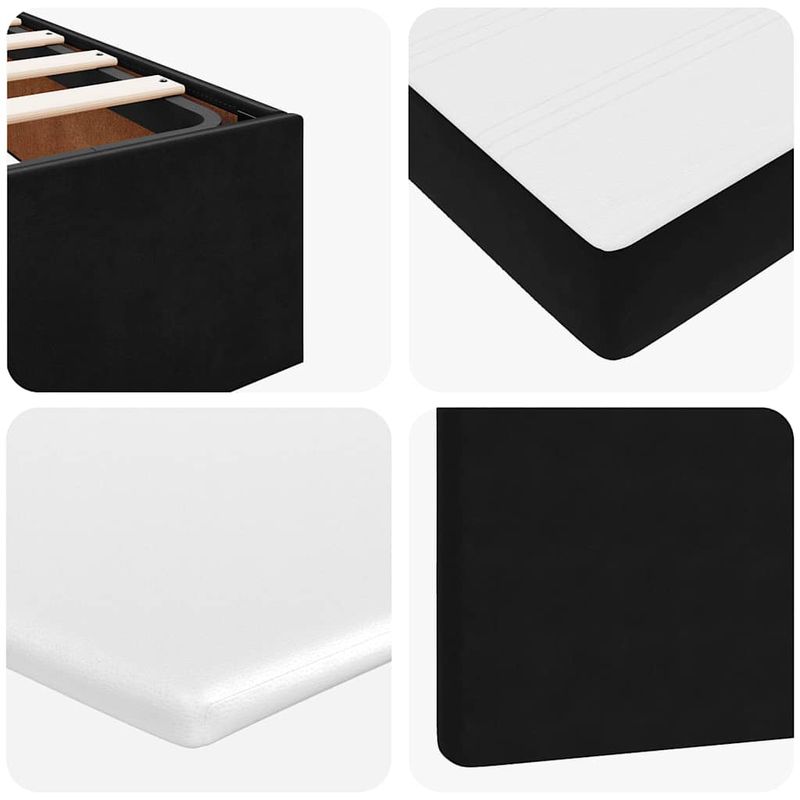Casa si Gradina - Mobilier - Paturi si accesorii - Paturi - Cadru de pat otoman cu saltea, catifea neagra 180x200cm - Infinity.ro
