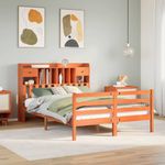 Casa si Gradina - Mobilier - Paturi si accesorii - Paturi - Pat cu biblioteca fara saltea maro 160x200 cm lemn masiv de pin - Infinity.ro