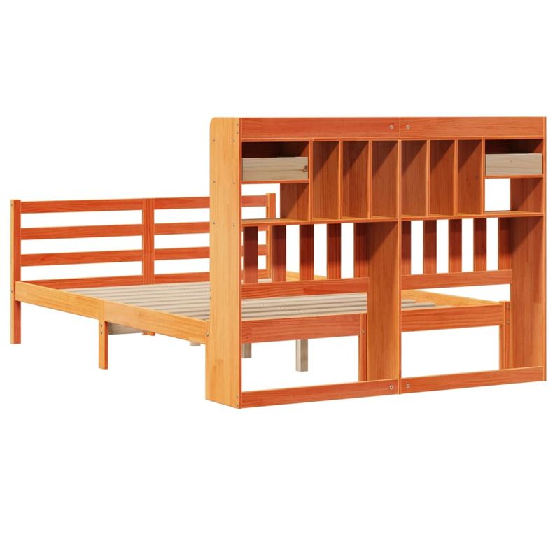 Casa si Gradina - Mobilier - Paturi si accesorii - Paturi - Pat cu biblioteca fara saltea maro 160x200 cm lemn masiv de pin - Infinity.ro