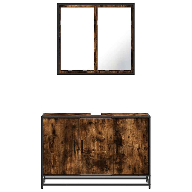 Casa si Gradina - Mobilier - Seturi de mobilier - Seturi baie - Set mobilier de baie, 2 piese, stejar fumuriu, lemn prelucrat - Infinity.ro