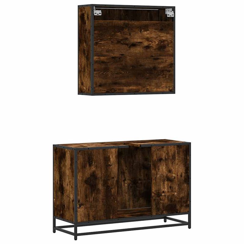 Casa si Gradina - Mobilier - Seturi de mobilier - Seturi baie - Set mobilier de baie, 2 piese, stejar fumuriu, lemn prelucrat - Infinity.ro
