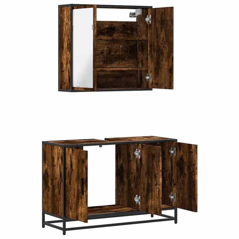 Casa si Gradina - Mobilier - Seturi de mobilier - Seturi baie - Set mobilier de baie, 2 piese, stejar fumuriu, lemn prelucrat - Infinity.ro
