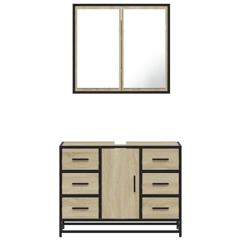 Casa si Gradina - Mobilier - Seturi de mobilier - Seturi baie - Set mobilier de baie, 2 piese, stejar sonoma, lemn prelucrat - Infinity.ro