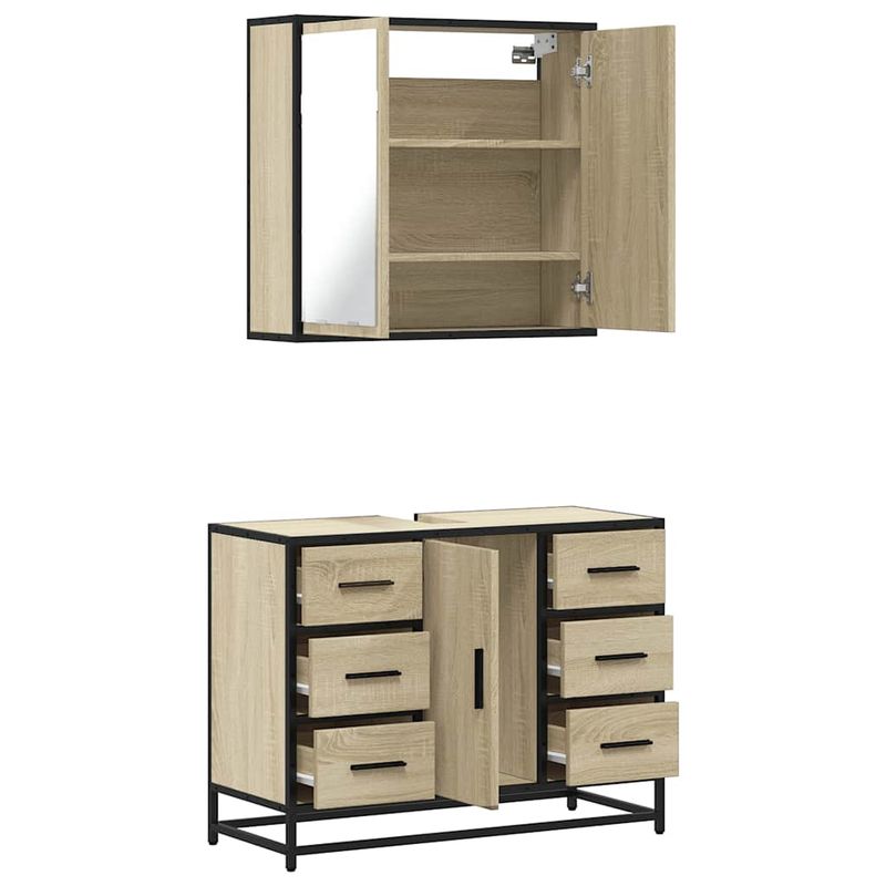 Casa si Gradina - Mobilier - Seturi de mobilier - Seturi baie - Set mobilier de baie, 2 piese, stejar sonoma, lemn prelucrat - Infinity.ro