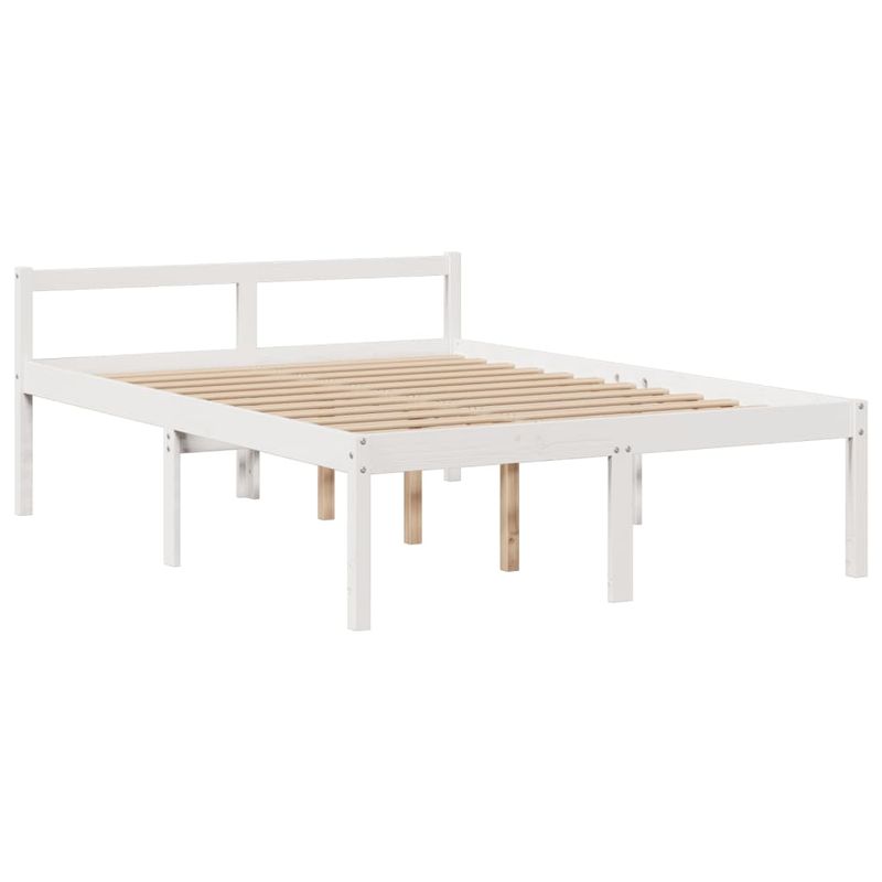 Casa si Gradina - Mobilier - Paturi si accesorii - Paturi - Pat cu biblioteca fara saltea, alb, 160x200 cm, lemn masiv pin - Infinity.ro