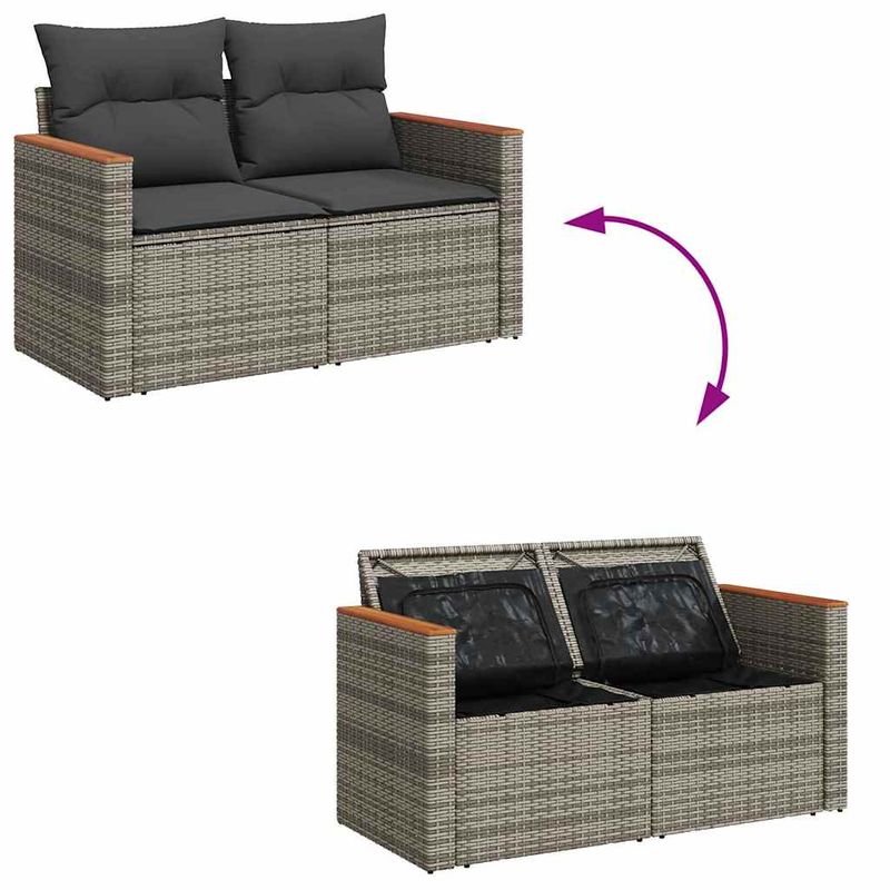 Casa si Gradina - Gradina si terasa - Mobilier exterior - Seturi mobila gradina - Set mobilier de gradina cu perne, 10 piese, gri, poliratan - Infinity.ro