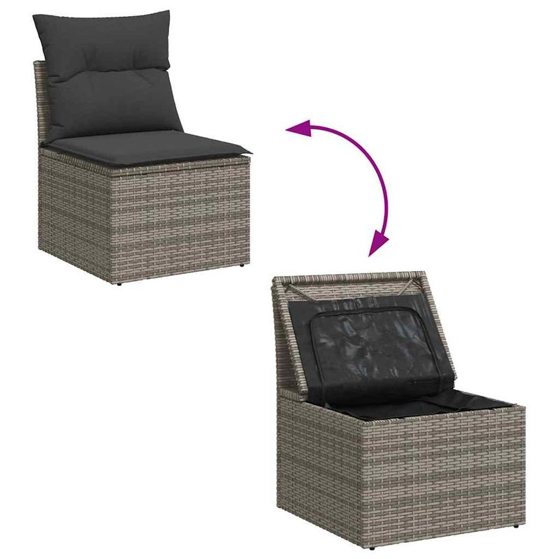 Casa si Gradina - Gradina si terasa - Mobilier exterior - Seturi mobila gradina - Set mobilier de gradina cu perne, 10 piese, gri, poliratan - Infinity.ro