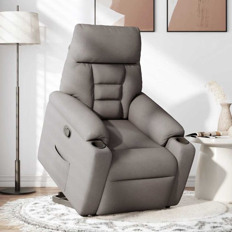 Casa si Gradina - Mobilier - Scaune si fotolii - Fotolii - Fotoliu rabatabil cu ridicare pe verticala, gri taupe, textil - Infinity.ro