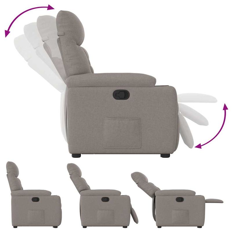 Casa si Gradina - Mobilier - Scaune si fotolii - Fotolii - Fotoliu rabatabil cu ridicare pe verticala, gri taupe, textil - Infinity.ro