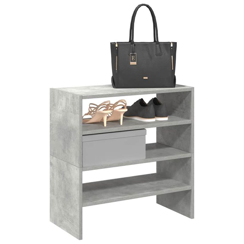 Casa si Gradina - Mobilier - Organizare si depozitare - Organizator incaltaminte - Rafturi de pantofi 2 buc stivuibile beton gri 60x30x30,5 cm - Infinity.ro