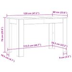 Casa si Gradina - Mobilier - Mese si birouri - Mese bucatarie si dining - Masa de bucatarie, Stejar artizanal 120x60x76 cm lemn prelucrat - Infinity.ro