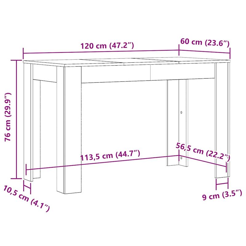 Casa si Gradina - Mobilier - Mese si birouri - Mese bucatarie si dining - Masa de bucatarie, Stejar artizanal 120x60x76 cm lemn prelucrat - Infinity.ro