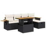 Casa si Gradina - Gradina si terasa - Mobilier exterior - Seturi mobila gradina - Set mobilier de gradina cu perne, 6 piese, negru, poliratan - Infinity.ro
