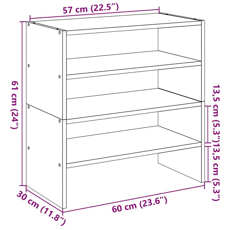 Casa si Gradina - Mobilier - Organizare si depozitare - Organizator incaltaminte - Rafturi pantofi 2 buc stivuibile alb 60x30x30,5 cm - Infinity.ro