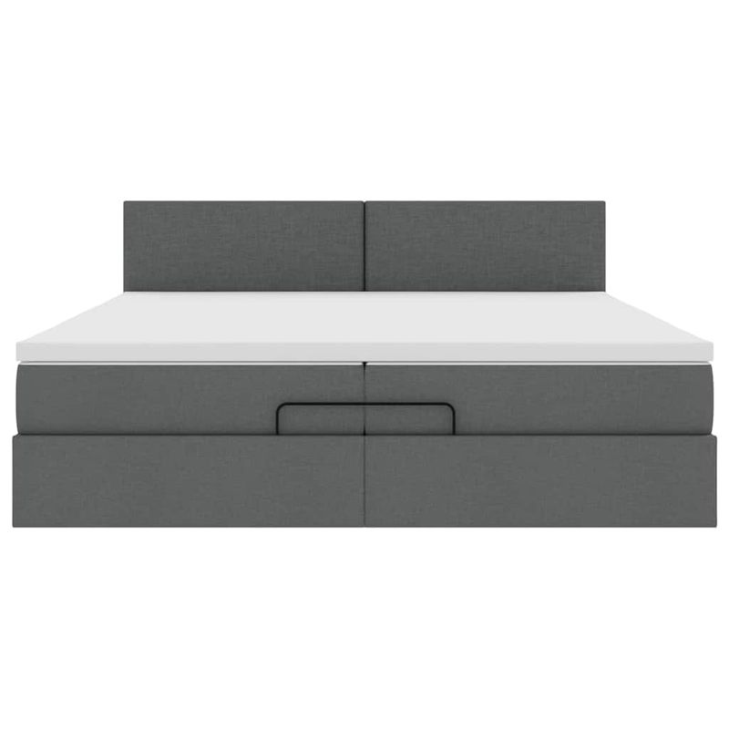 Casa si Gradina - Mobilier - Paturi si accesorii - Paturi - Cadru de pat otoman cu saltea tesatura gri inchis 200x200 cm, model design simplu - Infinity.ro