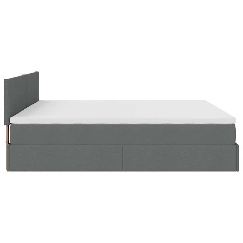 Casa si Gradina - Mobilier - Paturi si accesorii - Paturi - Cadru de pat otoman cu saltea tesatura gri inchis 200x200 cm, model design simplu - Infinity.ro