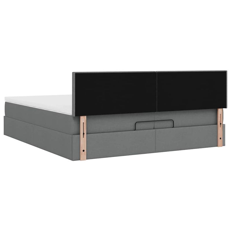 Casa si Gradina - Mobilier - Paturi si accesorii - Paturi - Cadru de pat otoman cu saltea tesatura gri inchis 200x200 cm, model design simplu - Infinity.ro