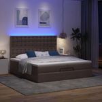 Casa si Gradina - Mobilier - Paturi si accesorii - Paturi - Cadru de pat otoman cu saltele tesatura maro inchis 200x200cm - Infinity.ro